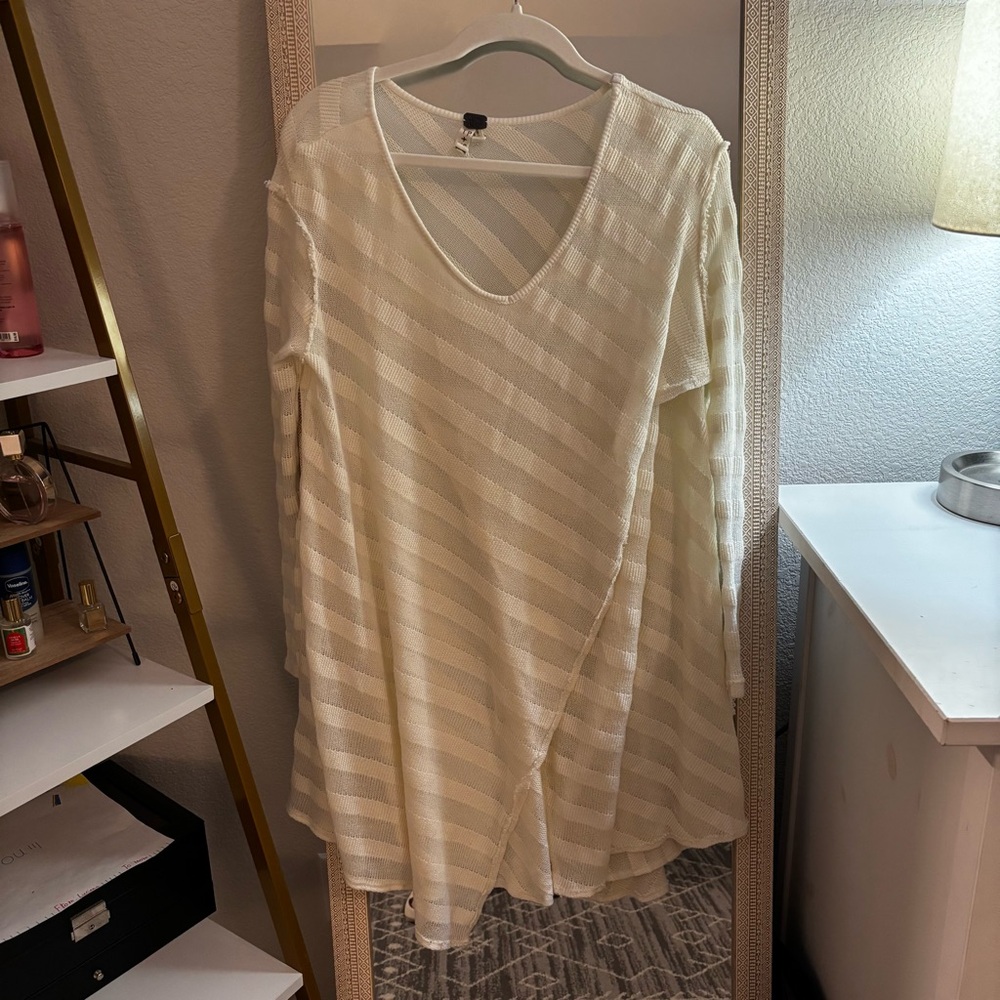 We The Free People Cream Striped Knot Tunic